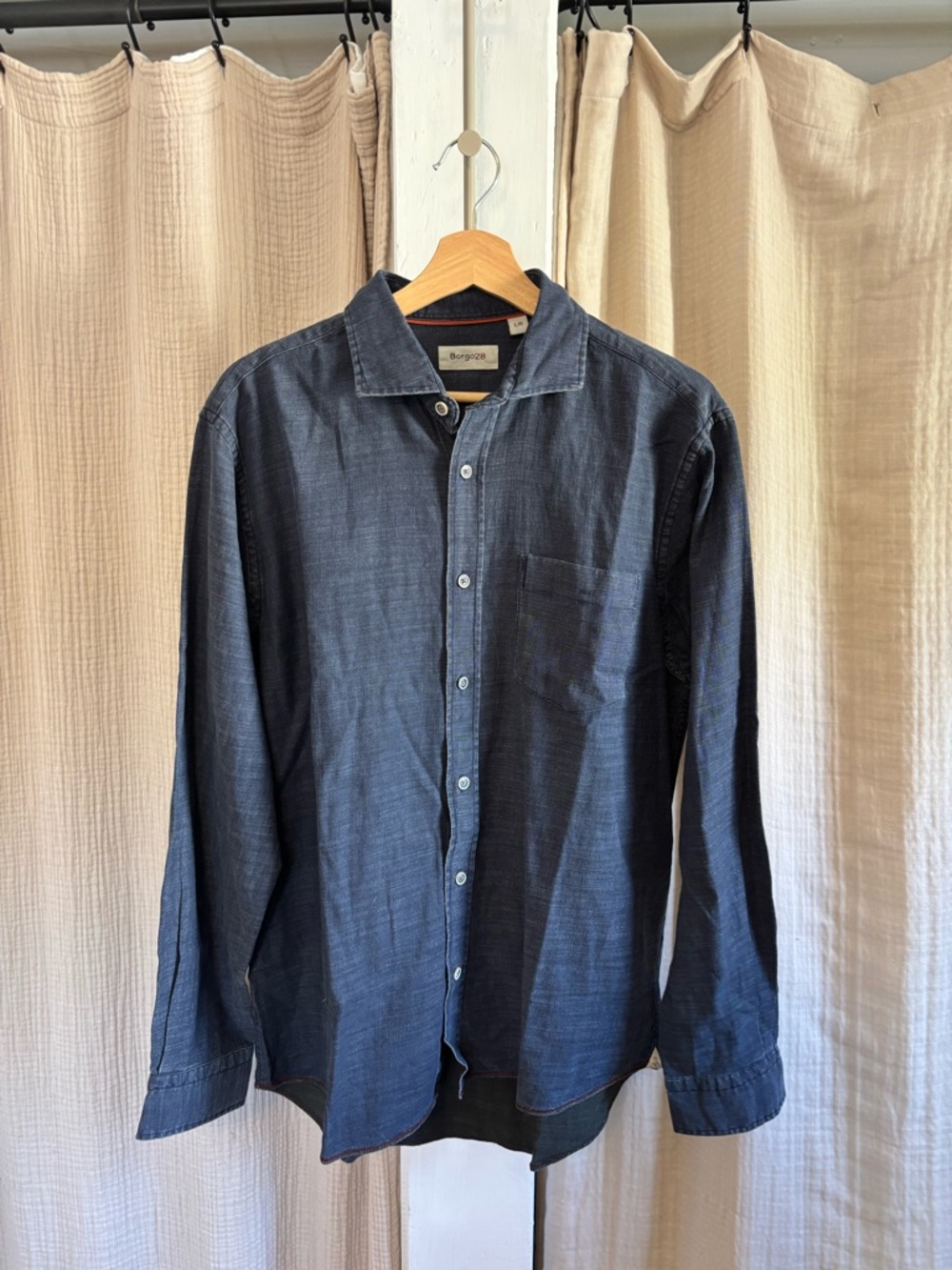 Men's Casual Button-Down Shirt - Navy Blue